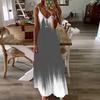 Women's Gradient Print Spaghetti Strap Maxi Dress Casual V Neck Sleeveless Long Beach Dress