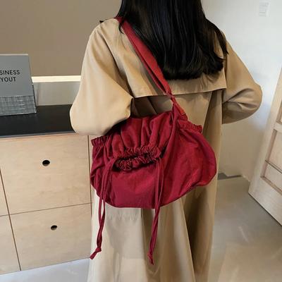 Zippered Nylon Women's Bag Casual Simple Shoulder Bag Versatile Travel Bag Monochromatic Soft