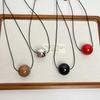 Metal Geometric Ball Pendant Necklace Silver Color Round Ball Pendant  Jewelry Accessories