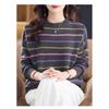 2025 Autumn/Winter Striped Color Block Slimming Knit Top