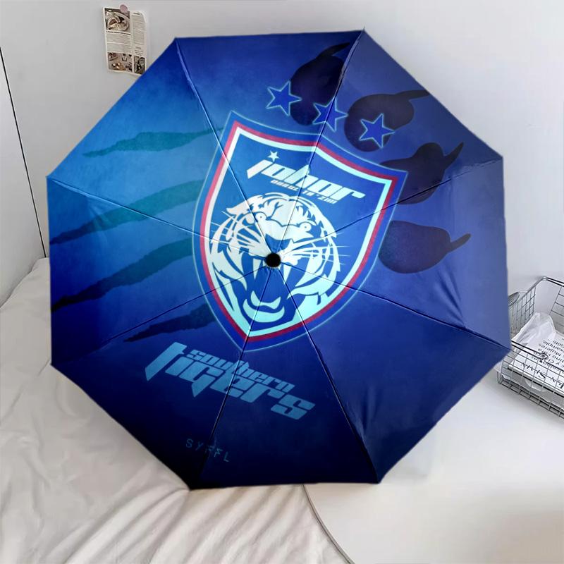 Johor Darul Ta'zim FC  Pattern, Automatic Folding Umbrella, Portable and Foldable Design, 8 Ribs, a Christmas or Birthday Gift.