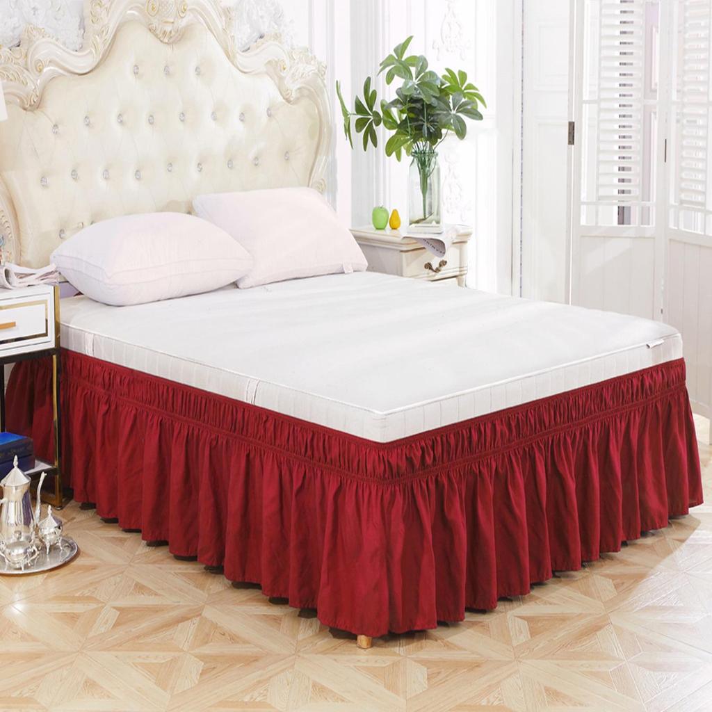 Elastic Solid Color European and American Style Bed Skirt