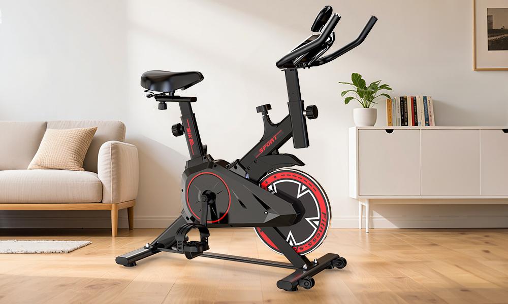 Formill QK101 Indoor Cycling Bike - Home Exercise Bike with LCD Display, 6kg Flywheel, 5-Level Adjustable Seat for Cardio Workout