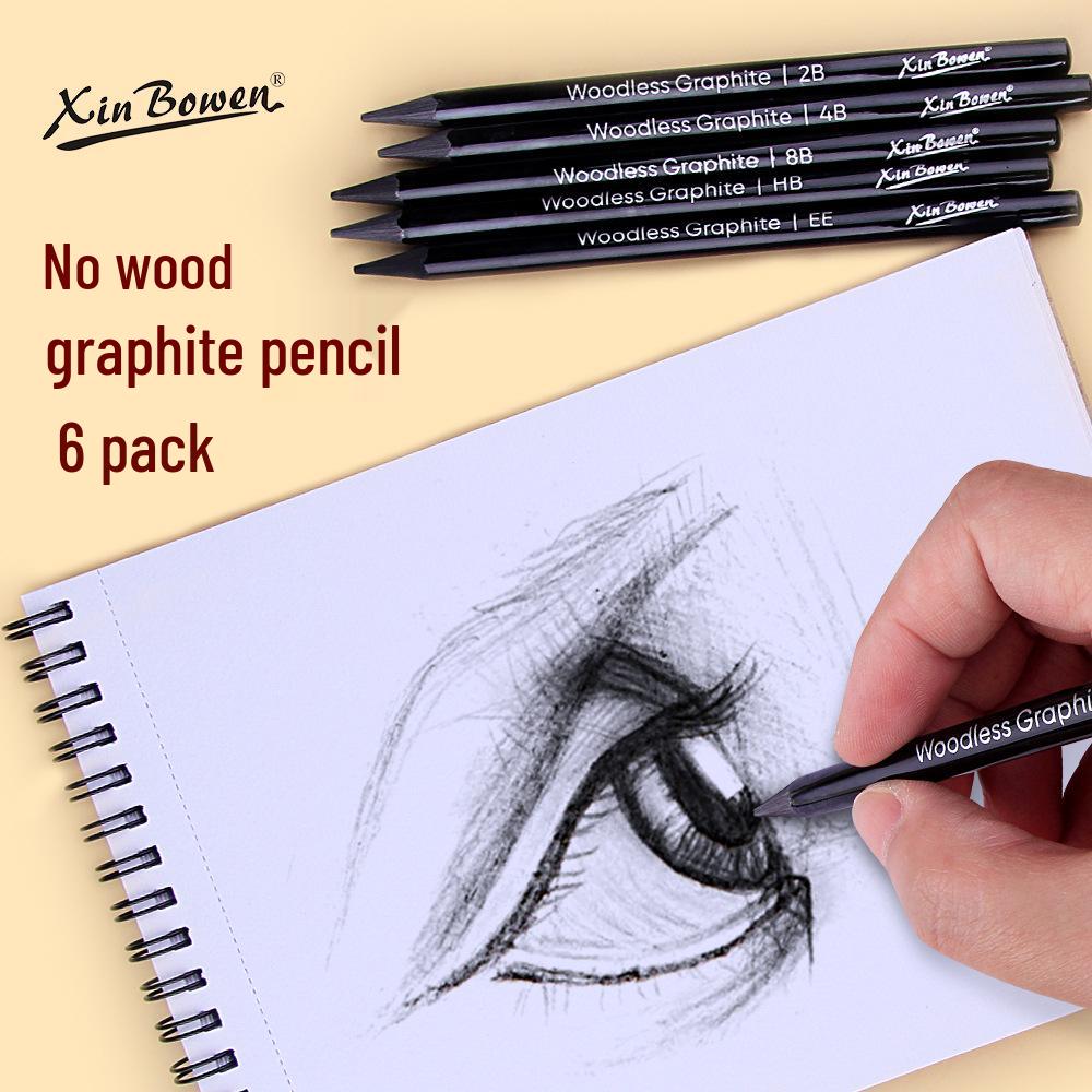 Set di matite da disegno in grafite - 6 matite interamente in grafite senza legno per studenti d'arte
