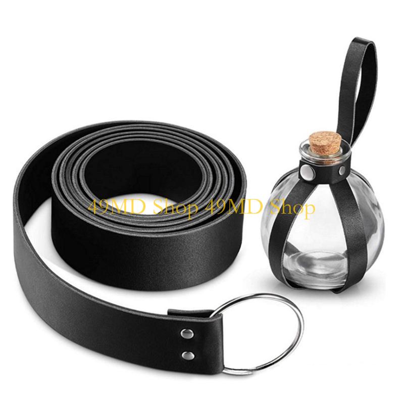 49MD Fashion Adult Adjustable Waist Belt with Potion Bottle Medieval Knight Waist Belt for Woman Men Halloween Party