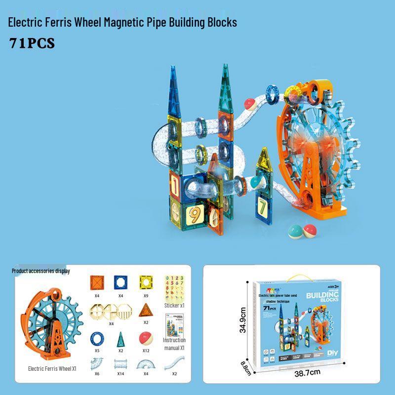 Magnetic Ferris Wheel Building Blocks: Educational Rollerball Track Toy for Kids