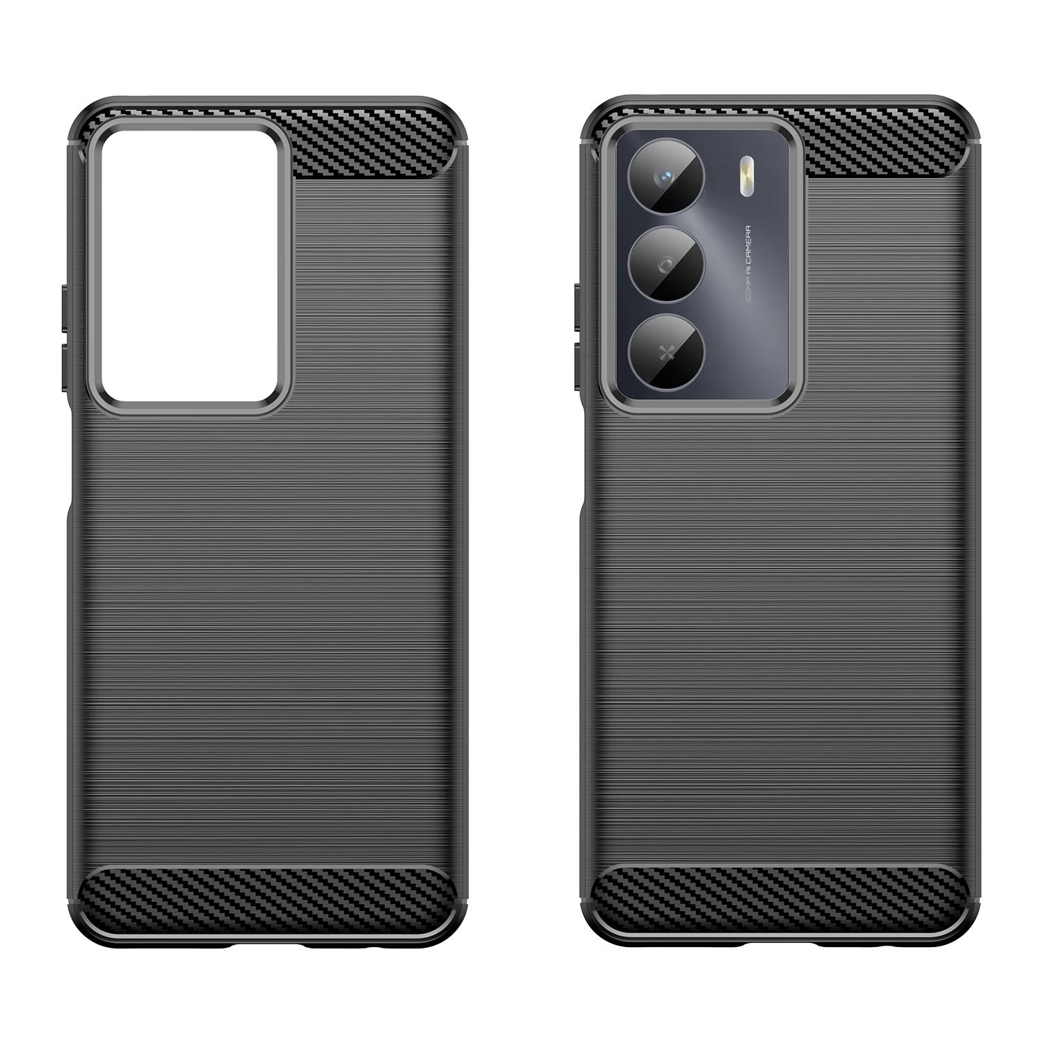 

For Realme 14x 5G/V70 5G/V70s 5G Case Protective Phone Cover Carbon Fiber Texture Brushed Blue