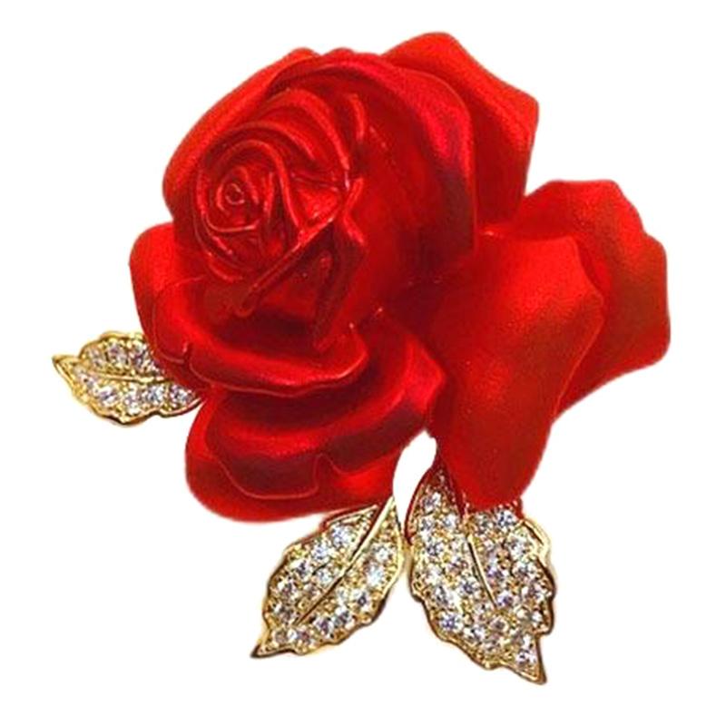 

New 1PC Temperament Red Rose Brooch High-end Suit Accessories Pins Design Brooches