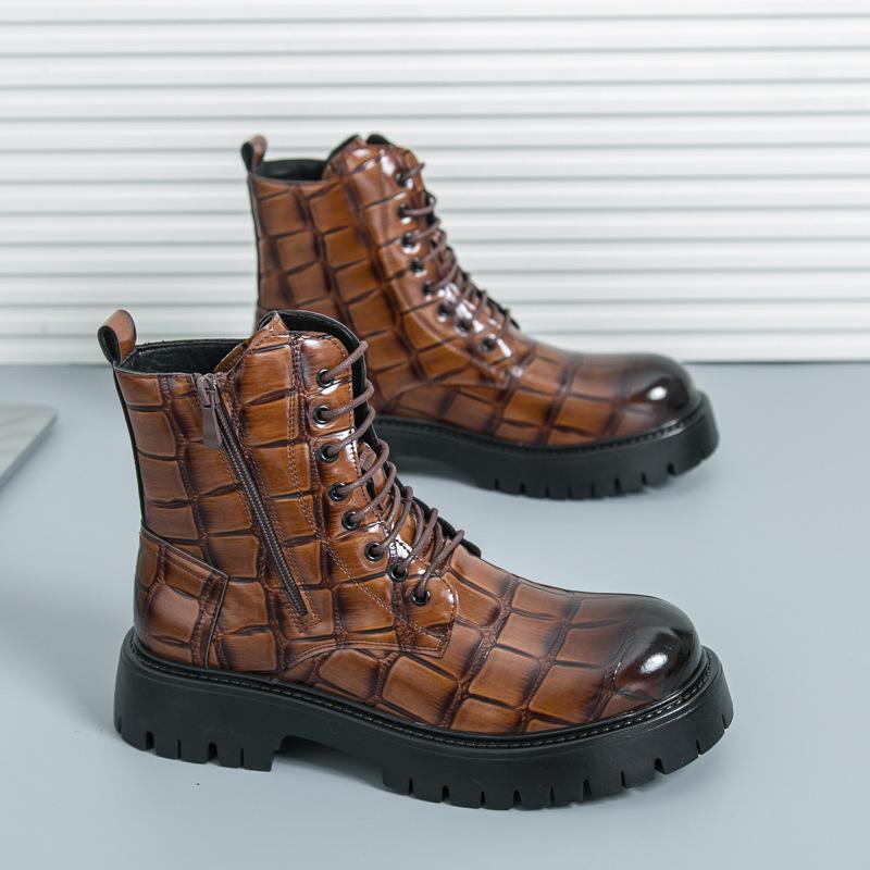 

Martin boots big head leather shoes men s locomotive combat tooling platform derby shoes dress British style large size tide 46