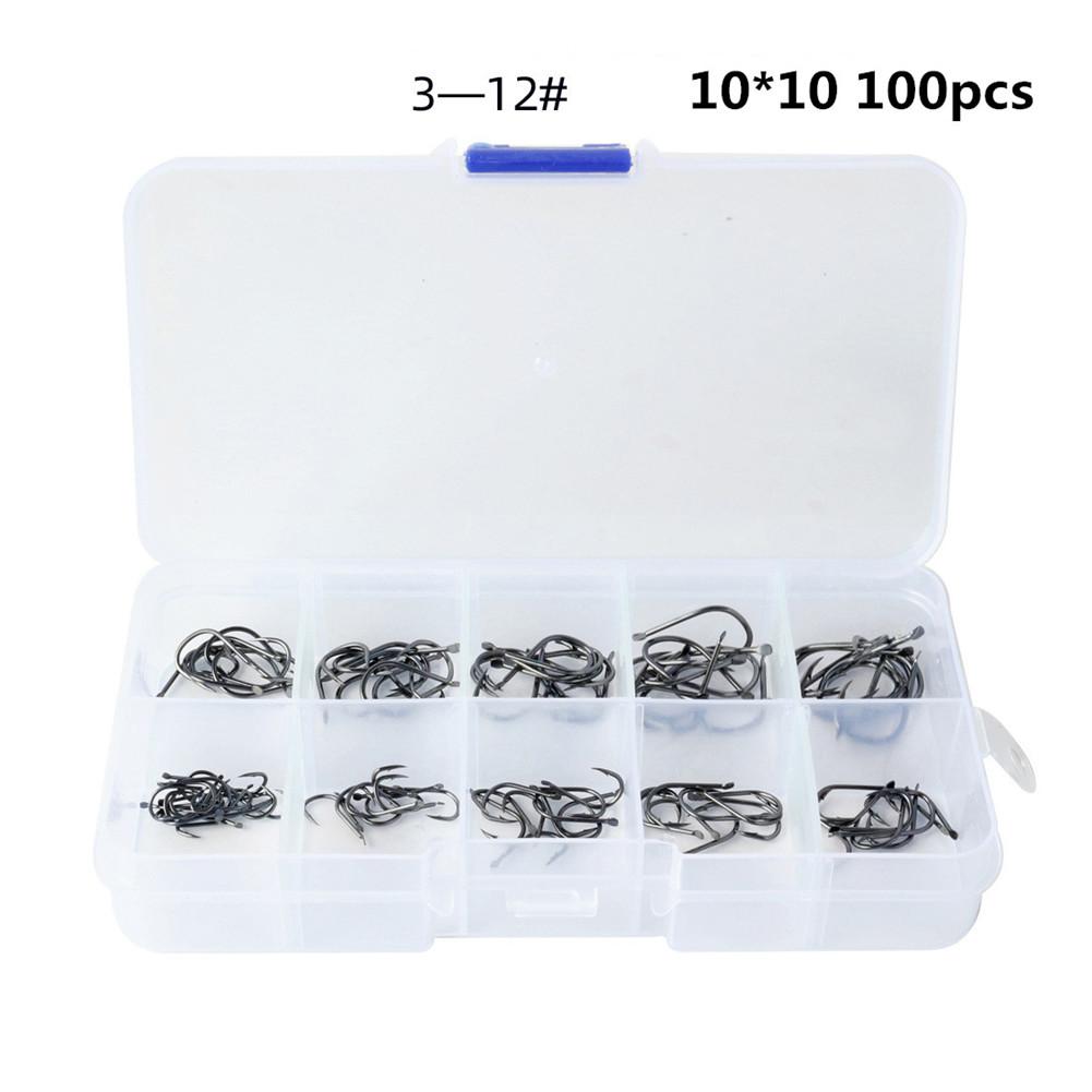 1 Set Of Fishing Hook High-carbon Steel Fish Hook Set 3#-12# Non-ring Non-hole Fish Barbed Hook