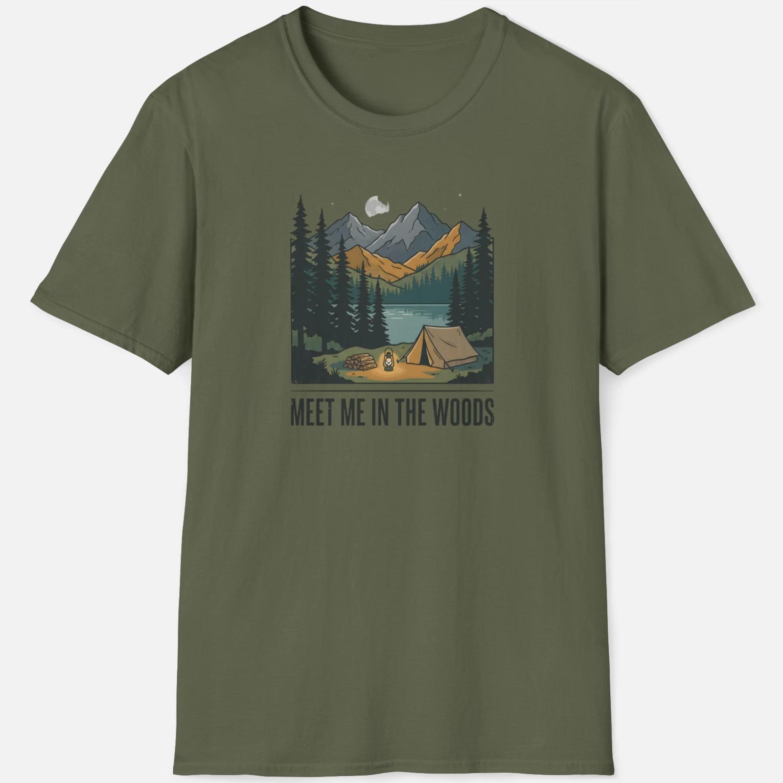 Meet Me In The Woods Shirt – Funny Camping Graphic Tee S
