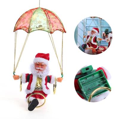 Elektrikli Noel Baba Paraşüt Dönüş Daire Akrobasi Peluş Oyuncak Noel Çocuk Oyuncak