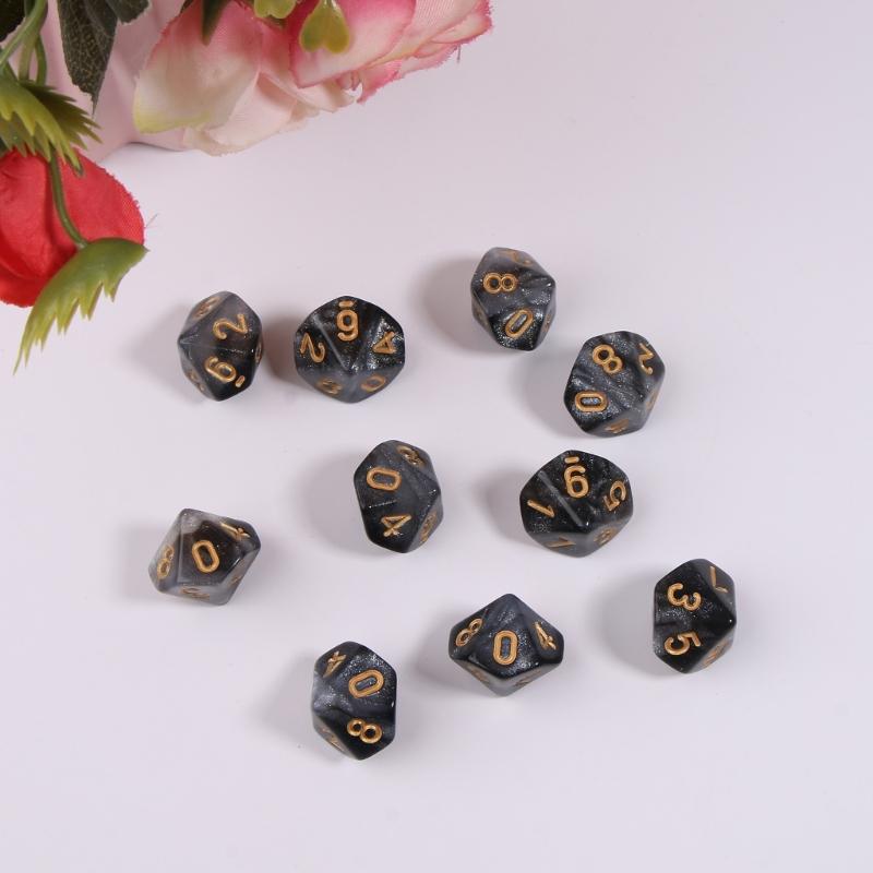 10pieces/set Acrylic Dice Set Polyhedral D10 10 Sided 15mm Dice for RPG Game Gift Party Role Play Game