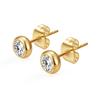 Classic Stainless Steel Ear Needle Zircon Round Stud Earrings For Women Birthstone Gold Color Small Huggie Daily Female Jewelry