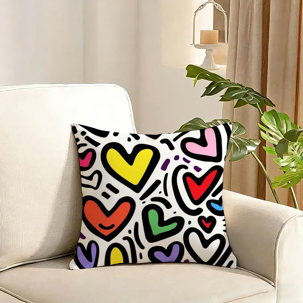 Lovely Heart of Love  My Beloved Cushion Cover Reversible Plush Pillow Cover Soft Fluffy  Home Decor for Sofa Bedroom
