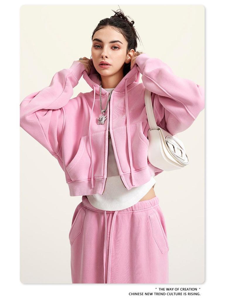 BE Women's 2024 Autumn/Winter Fashion: Hot Girl Washed Cardigan Suit & Short Sports Sweater Dress.