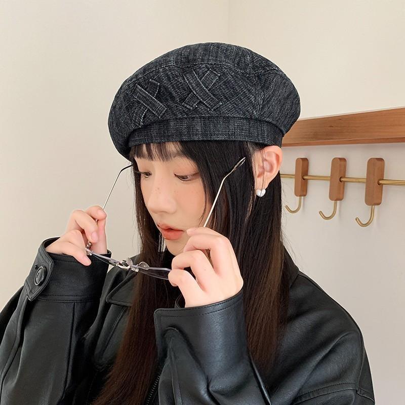 25 Early Autumn New Washed Old Patch Denim High Quality Beret Show Face Small Painter Hat