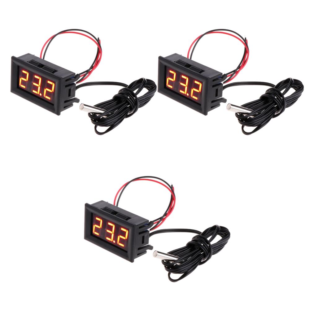 1/3/5Pcs DC 12V Mini LED Digital Temperature Sensor Module Meter Detector Thermometer Tester Panel Gauge with Sensors Probe
