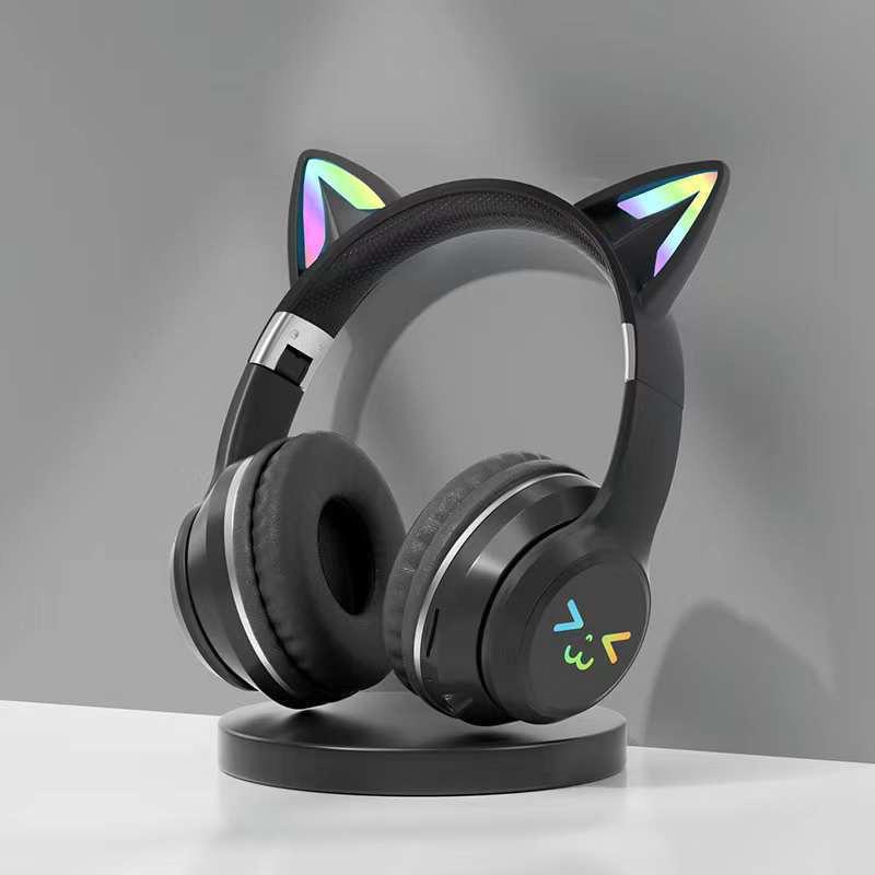 Farbverlauf Katzenohren Bluetooth Over-Ear Kabellose Gaming-Kopfhörer