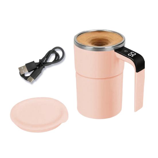 Self-Stirring Magnetic Coffee Cup with Temp Display 304 Stainless Steel Magnetic Stirrer Leak-proof Coffee Mug Drinkware