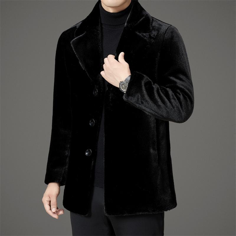 Casaco De Pele De Vison Casual Masculino De Inverno De Pele De Meia-idade Integrado Jaqueta Jaqueta De Pele