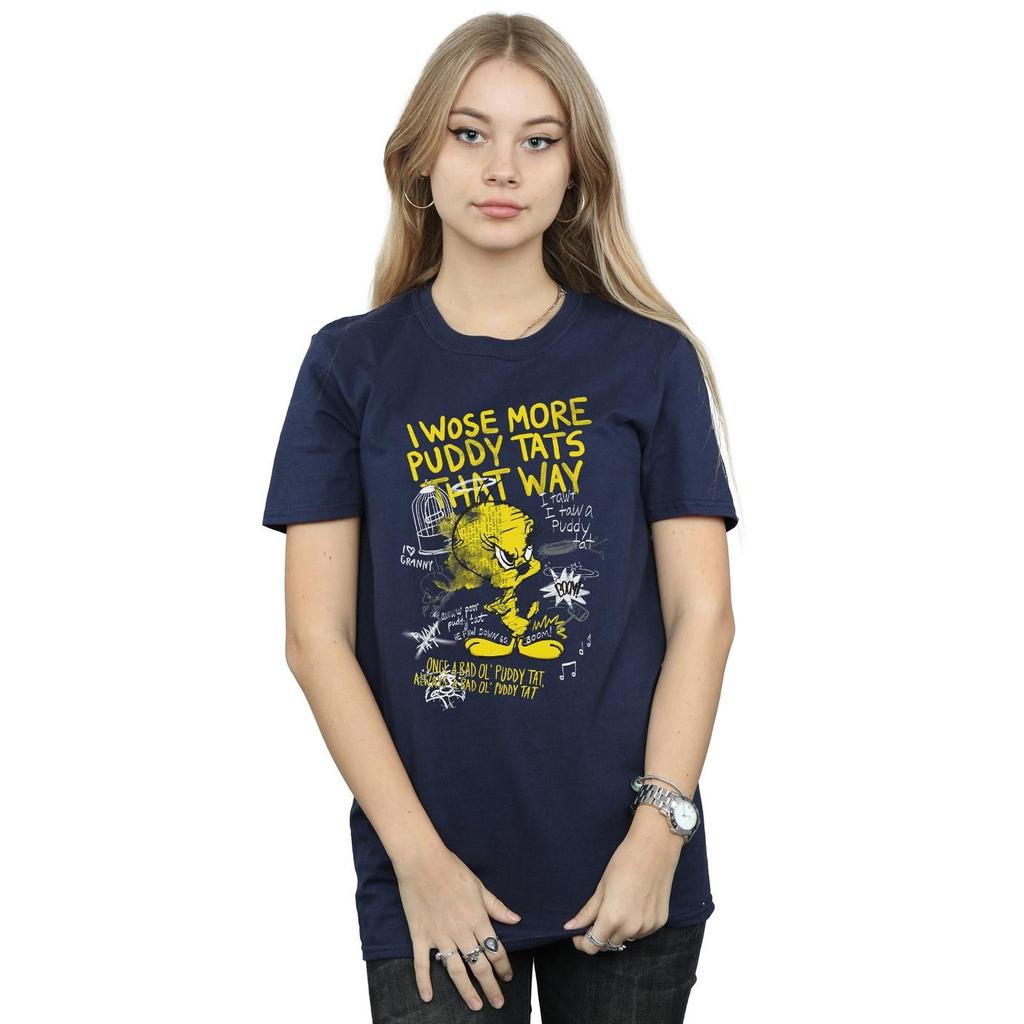 Looney Tunes Womens/Ladies Tweety Pie More Puddy Tats Cotton Boyfriend T-Shirt