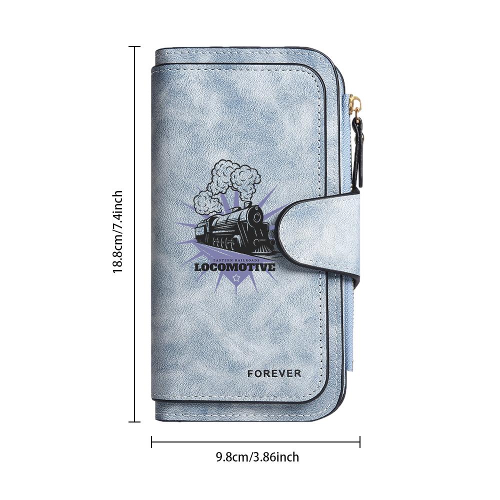 Vintage Locomotive Pattern Long Wallet Fashion Portable Purse for Daily Use