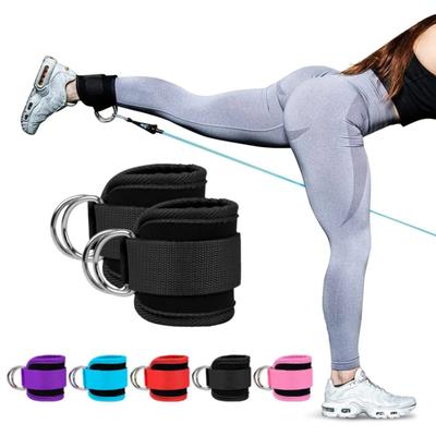 Cavigliere da palestra con doppio anello a D, polsini imbottiti in neoprene regolabili, peso per caviglie, supporto per allenamento gambe, sport, abduttori