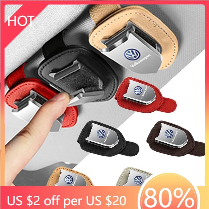 2025 Hot Fashion Car Sun Visor Glasses Clip Leather Eyeglasses Clip For VW Volkswagen Jetta MK5 Golf Passat 3B7 601 171 Car Acce