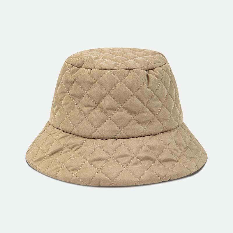 Quilted Women Winter Bucket Hat Fashion Knit Cloche Hat Solid Color Warm Crochet Cap