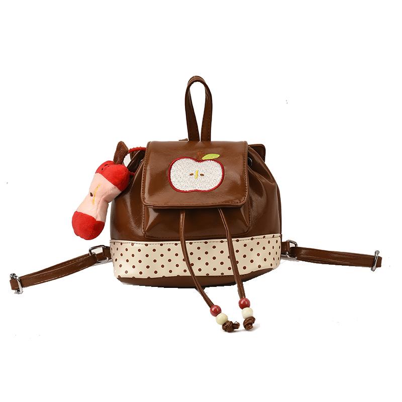 2025 Autumn Cute Apple Pendant Women's Lightweight Travel Backpack - Large Capacity, Casual Commuting Bag