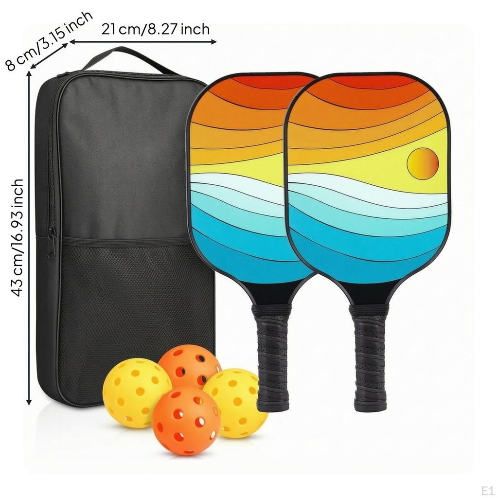2 Pieces Carbon Fiber Paddleball Rackets | Cushioned, pickleball racquet Set with Balls and Carrying
