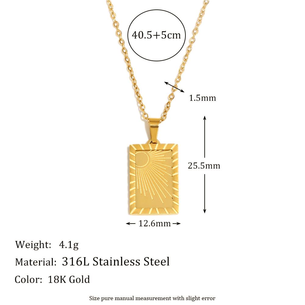 

MamacitaSlay Classic Sun Moon Rectangular Pendant Square Pearl Chain one piece Women s stainless steel necklace Jewelry