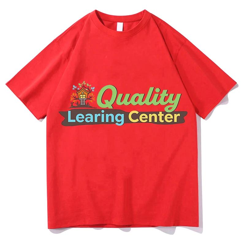 Quality Learning Center Print Tshirt Unisex Streetwear Short Sleeve Pure Cotton Loose Female Tshirts Casual Graphic TShirt Tops