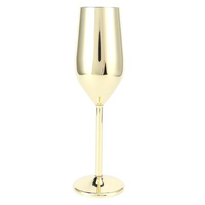 200ml Goblet Stainless Steel Champagne Glass Drinking Cup for Bar/Party Banquet/Picnic(Gold Plated )