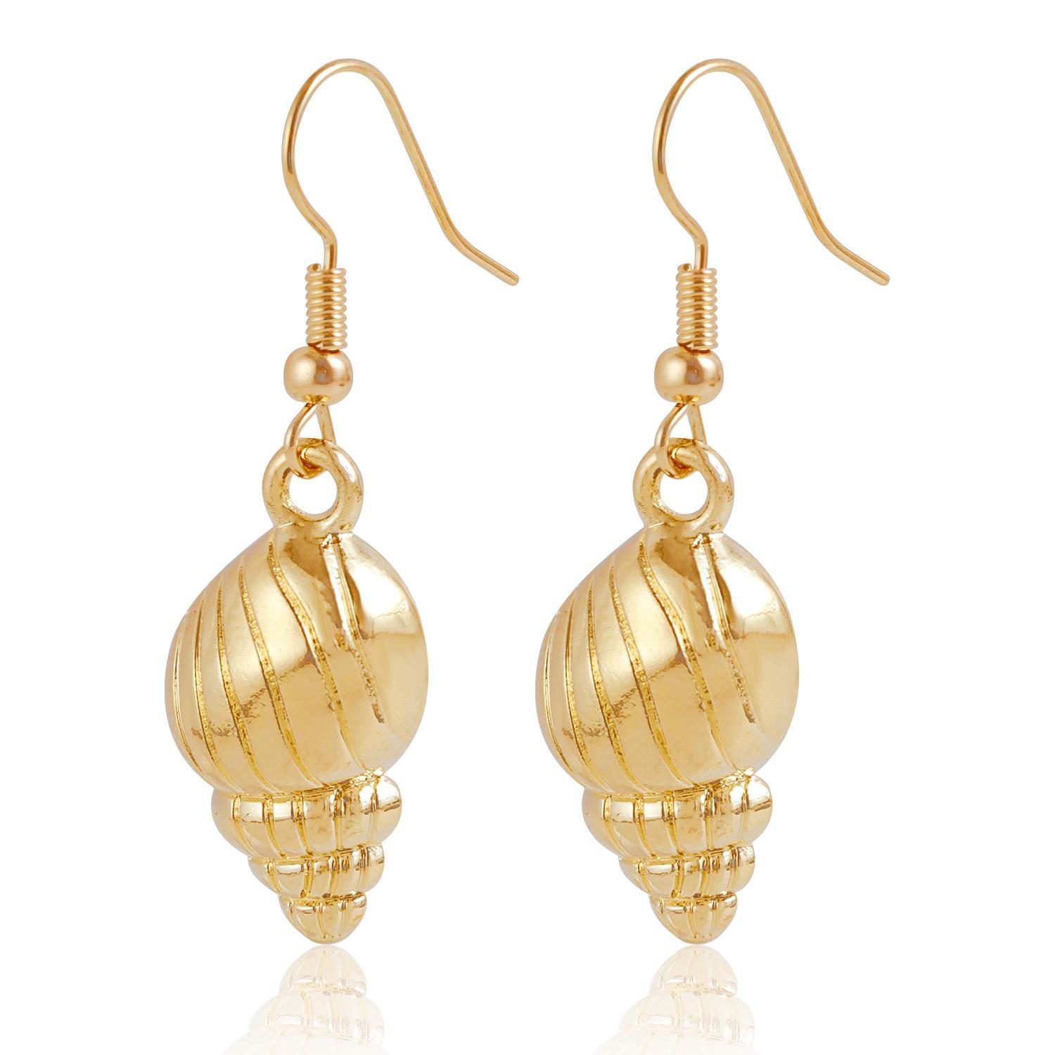 

Seaside beach wind conch pendant, ear hook earrings, European and American style marine life series earrings