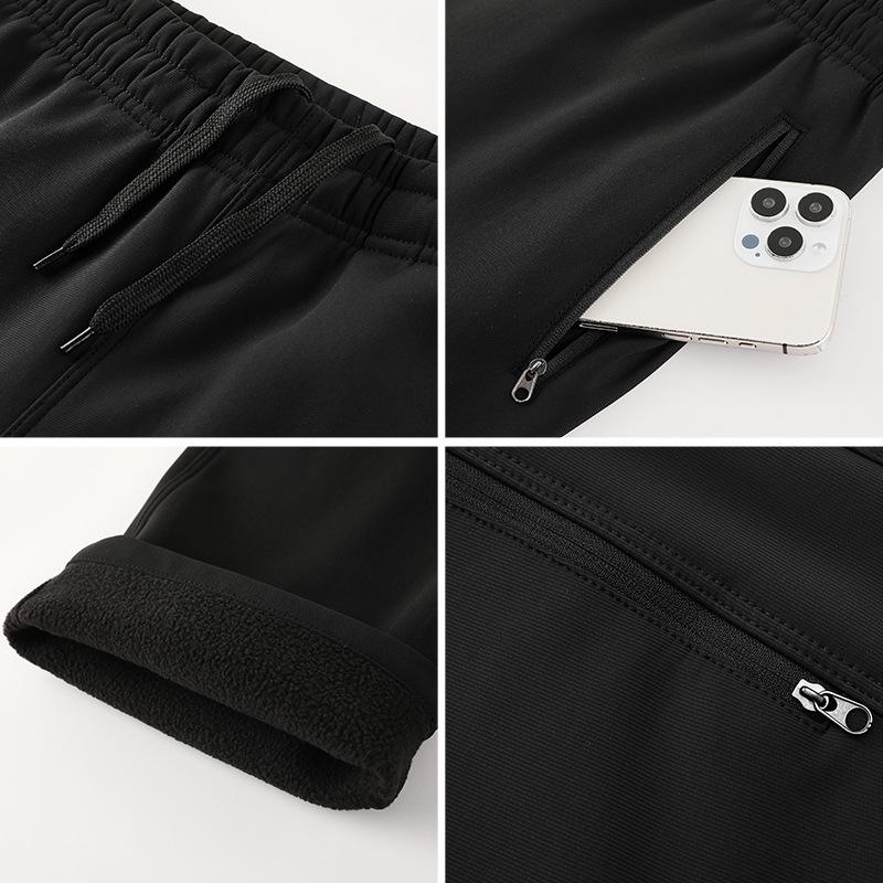 Pánské slim fit větruodolné kalhoty s velurovou podšívkou - ležérní, všestranné a teplé pro podzimní a zimní dojíždění