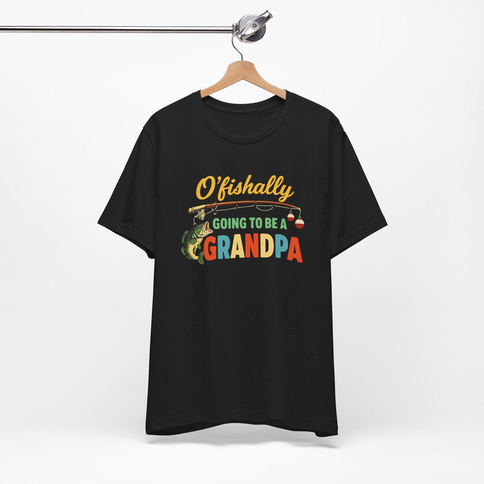 Ofishally A Grandpa First-time Grandfather Unisex Tee Shirt ,Expecting fathers ,Pregnancy announcement , Baby , Fishermen, Fishing, Bass 2XL