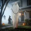183 cm Life Size Halloween Animated Skeleton Grim Reaper with Glowing LED Eyes, Scary Halloween Decorations, Battery Operated, Indoor Party Props