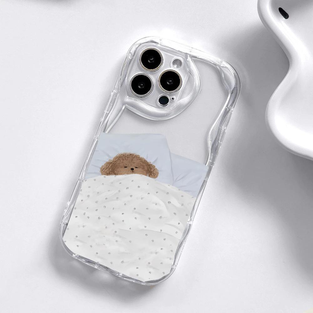 Case For iPhone 17Air 16E 17 16 Pro Max 15 Plus 11 PRO Max Cute Sweet Animals Dog Cat Wave Side Cartoon Soft Silicone Cover
