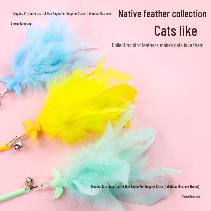Fairy Cat Teaser Wand with Bell and Bite-Resistant Feather - Cat Toy Kitten Supplies, Free Shipping