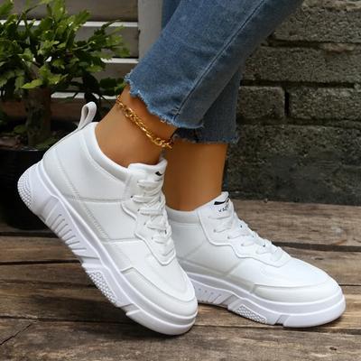 Fashion Fashion Platform Women Sneakers Leather Casual Shoes Lace-Up Trainer Lightweight Walking Sneakers 2024 Women's Vulcanize Shoes