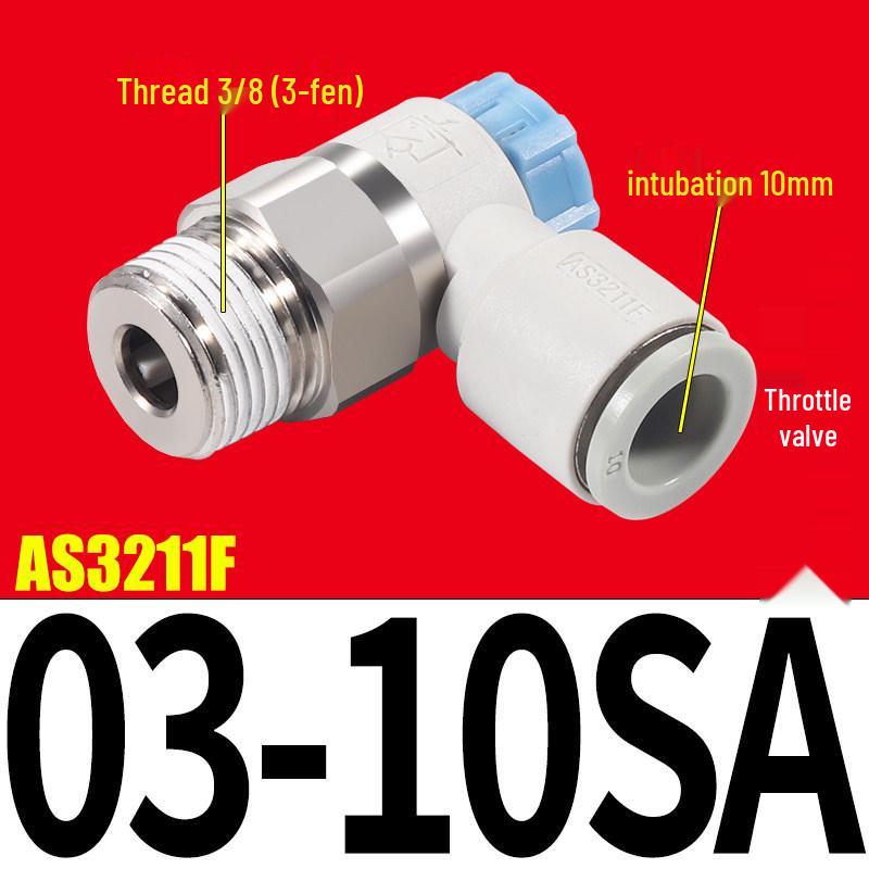 SMC AS1201F Pneumatic Speed Control Valve - Adjustable Throttle Push-Lock Fitting for Cylinder Control