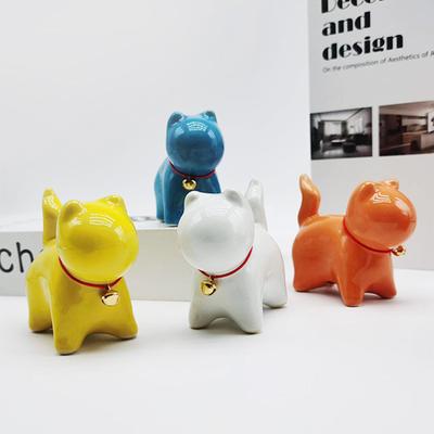 Ceramic Cat Bell Figurine Small Cat Statue For Tea Table Decoration And Home Decoration Desk Ornament