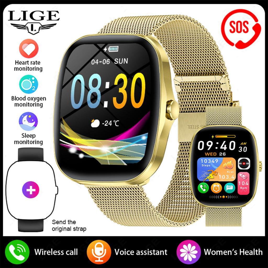 LIGE Smartwatch 1.53-inch AMOLED HD Screen Bluetooth Call Sport Watch Heart Rate IP68 Waterproof Smart Watch for Men