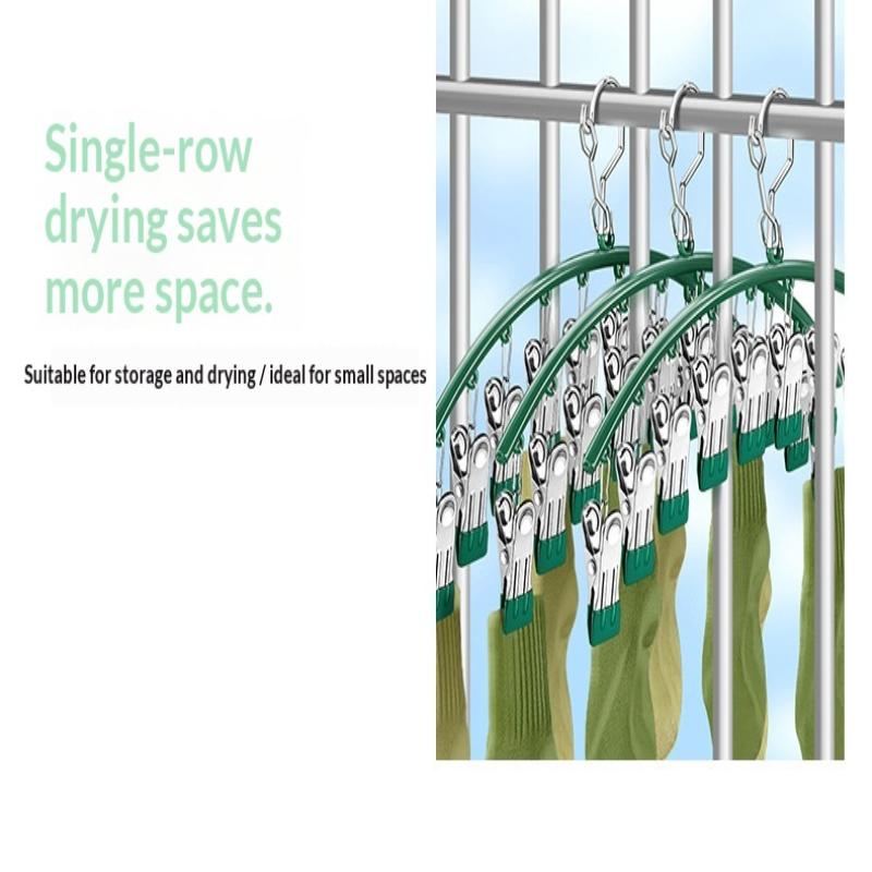 10 Clips Stainless Steel Sock Clip Pace-Saving Arc Sock Drying Rack Windproof Non-Slip Clothes Rack Underwear Clip Towel Hanger