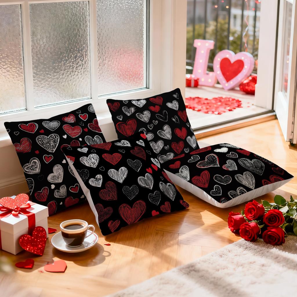 Valentine'S Day Graffiti Pillowcase Printed Polyester 40/45/50cm Throw Pillowcover Decorative Sofa Cushion Pillowslip Home Decor