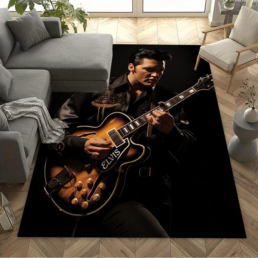 Elvis Presley Guitar Performance Floor Rug Office Rug Perfect for Game Room Entryway Outdoor Foyer Anti-slip Rug Office home decor