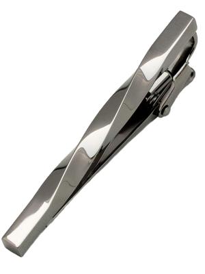 Tie Clip for Made In Crocodile Style [Tabarat] Men, Japan, Brass, Twisted, (Black Silver)