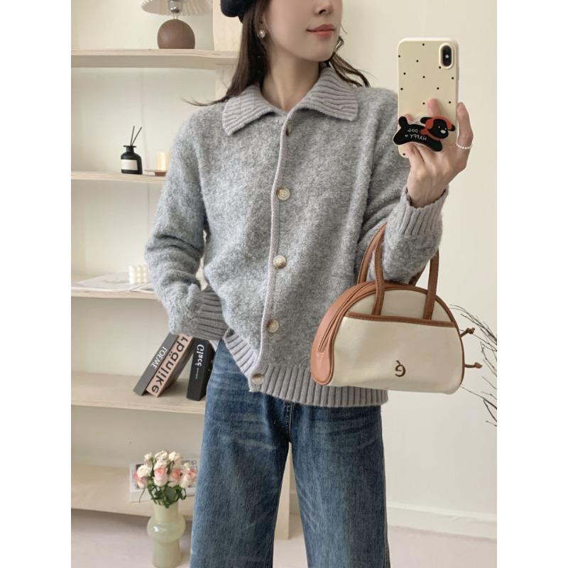 Women's Autumn and Winter Lapel Casual Knitted Cardigan Sweater